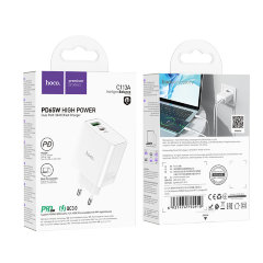 Зарядный конвертер Hoco C113A Awesome PD65W dual port (1A1C)charger (EU) - White