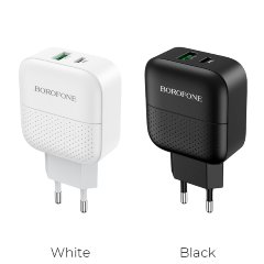 Сетевой адаптер Borofone BA46A Premium PD + QC3.0 - Black